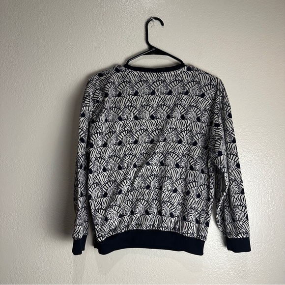 Adidas Jacket Zebra Repeating Print Sweatshirt Size Medium Youth Womens - Picture 2 of 7